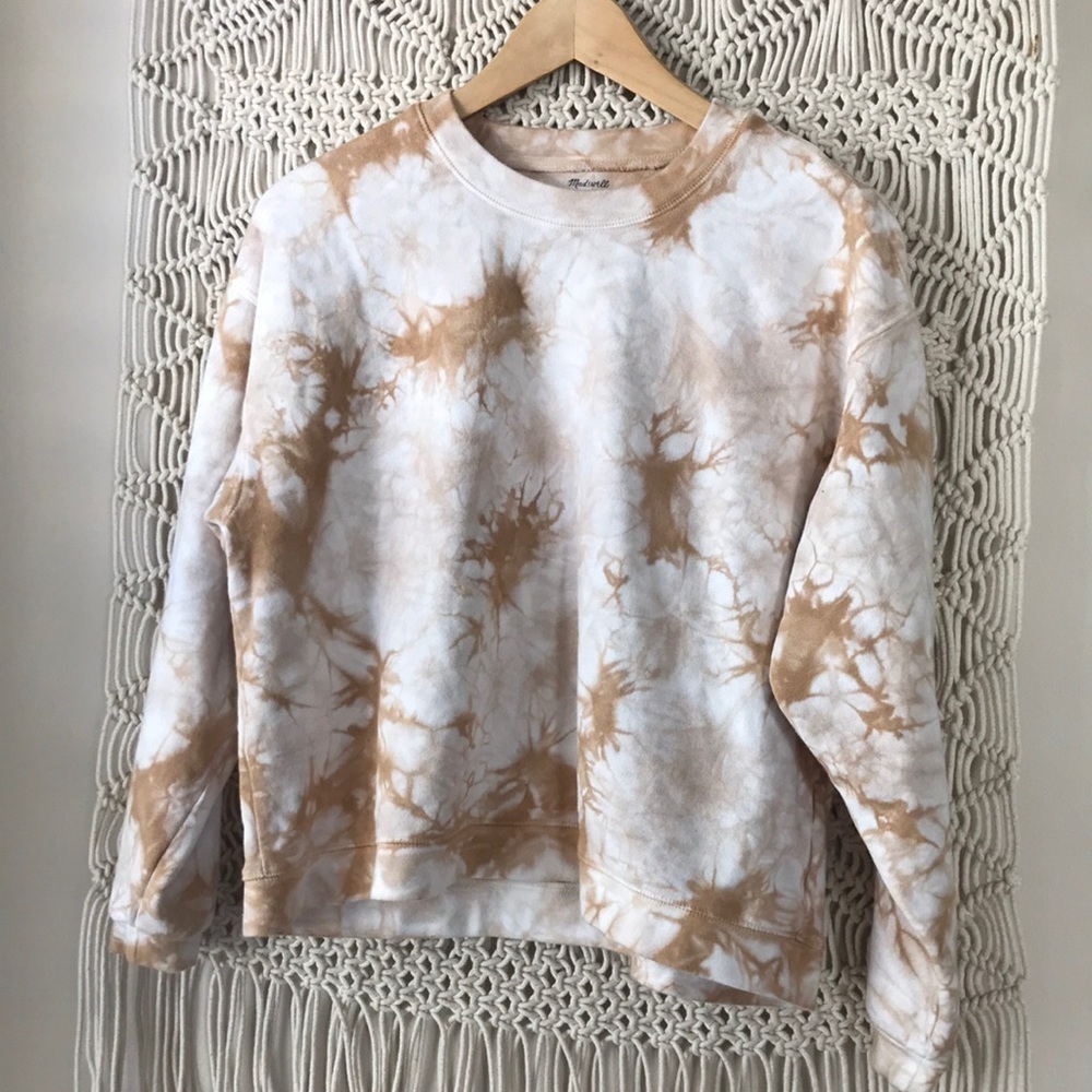 Madewell pullover tie dye tan & white sweatshirt sz Small